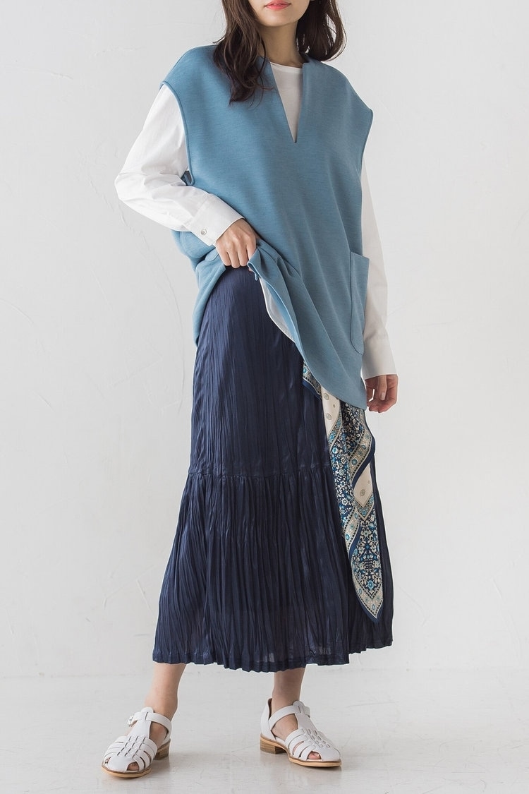 オーバーニット×プリーツスカート