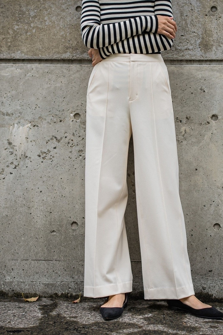 裏起毛サイドラインワイドパンツ