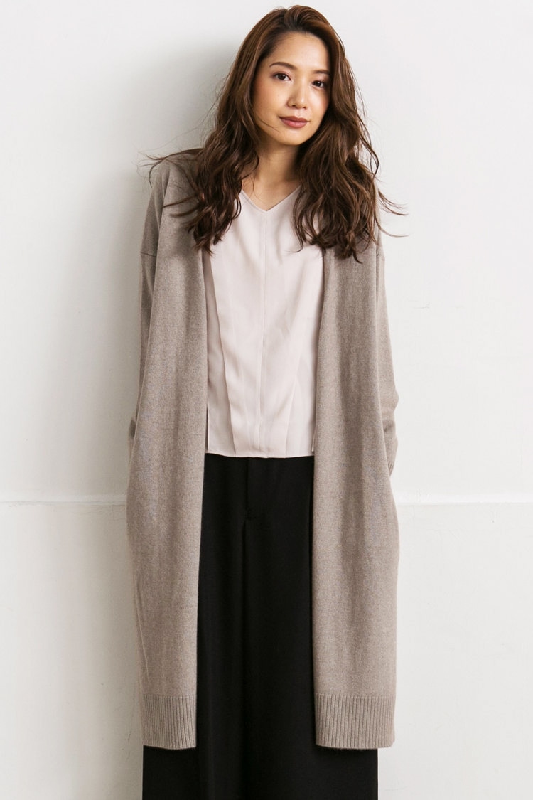 セーブルウール使用のロングニットカーディガン