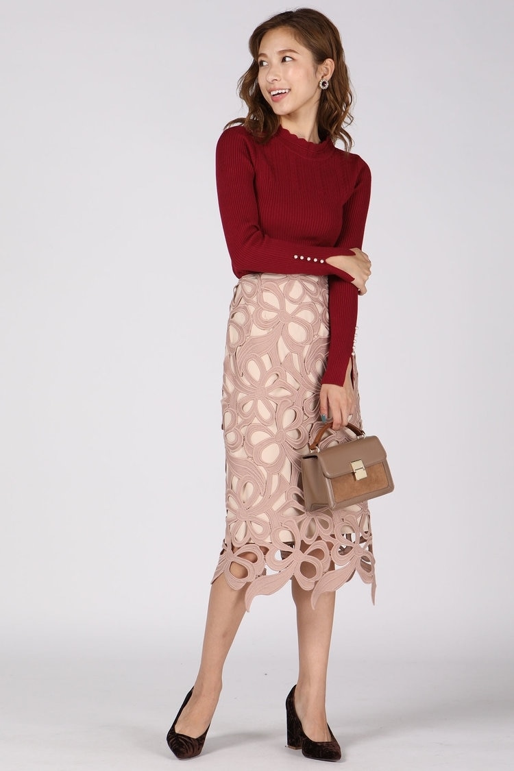 QUEENS COURT 袖口パールニット