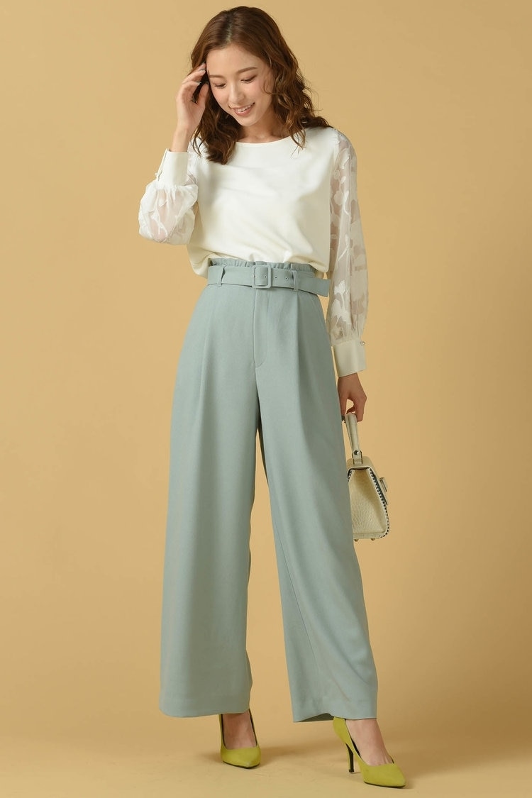 QUEENS COURTウエストフリルワイドパンツ