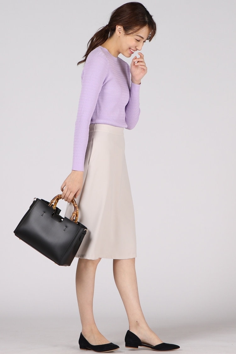 リボン付きWサテンフレアスカート¥