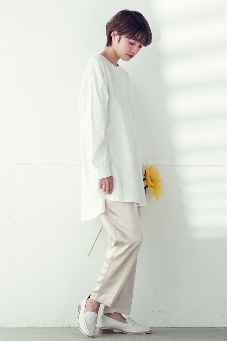 天竺サイドスリットロングTシャツ