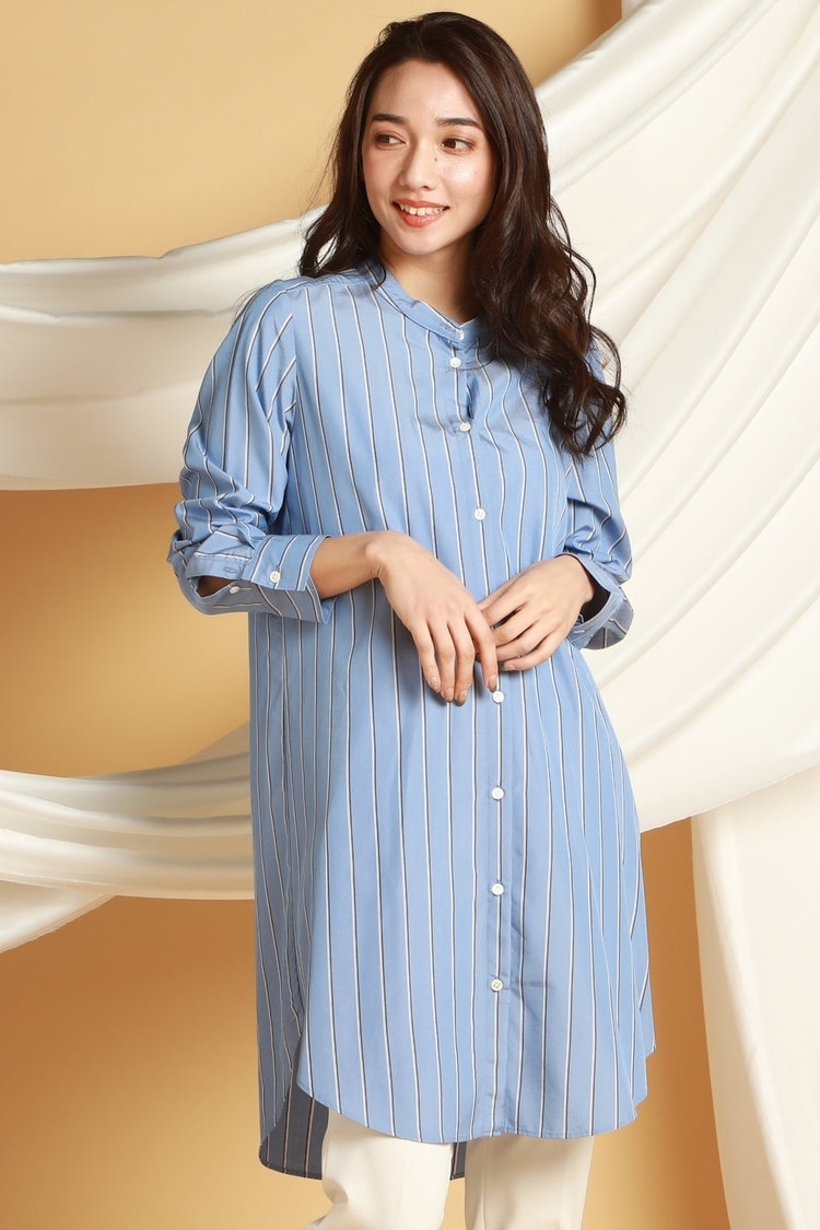 セール】☆春ワンピース☆ストライプ柄シャツワンピース（シャツ