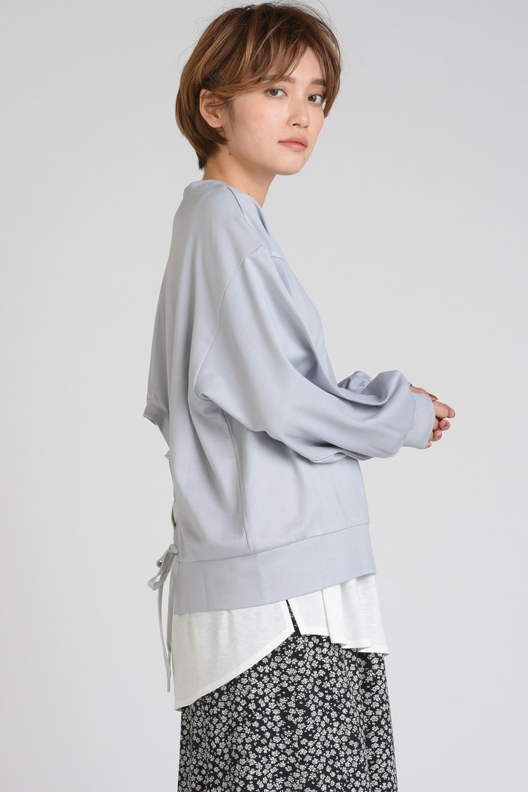 バックレースレイヤードスウェット