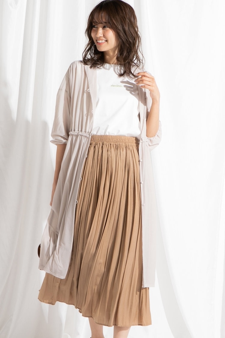 ketty≪洗濯機で洗える≫スキップシフォンギャザーロングカーディガン