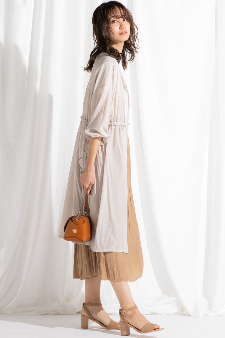 ≪洗濯機で洗える≫スキップシフォンギャザーロングカーディガン ketty