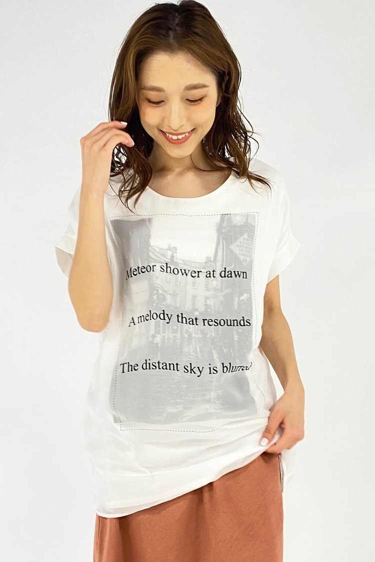 【WEB別注】シフォン重ねのロゴプリントTシャツ