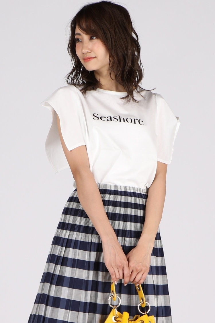 袖フレアロゴTシャツ
