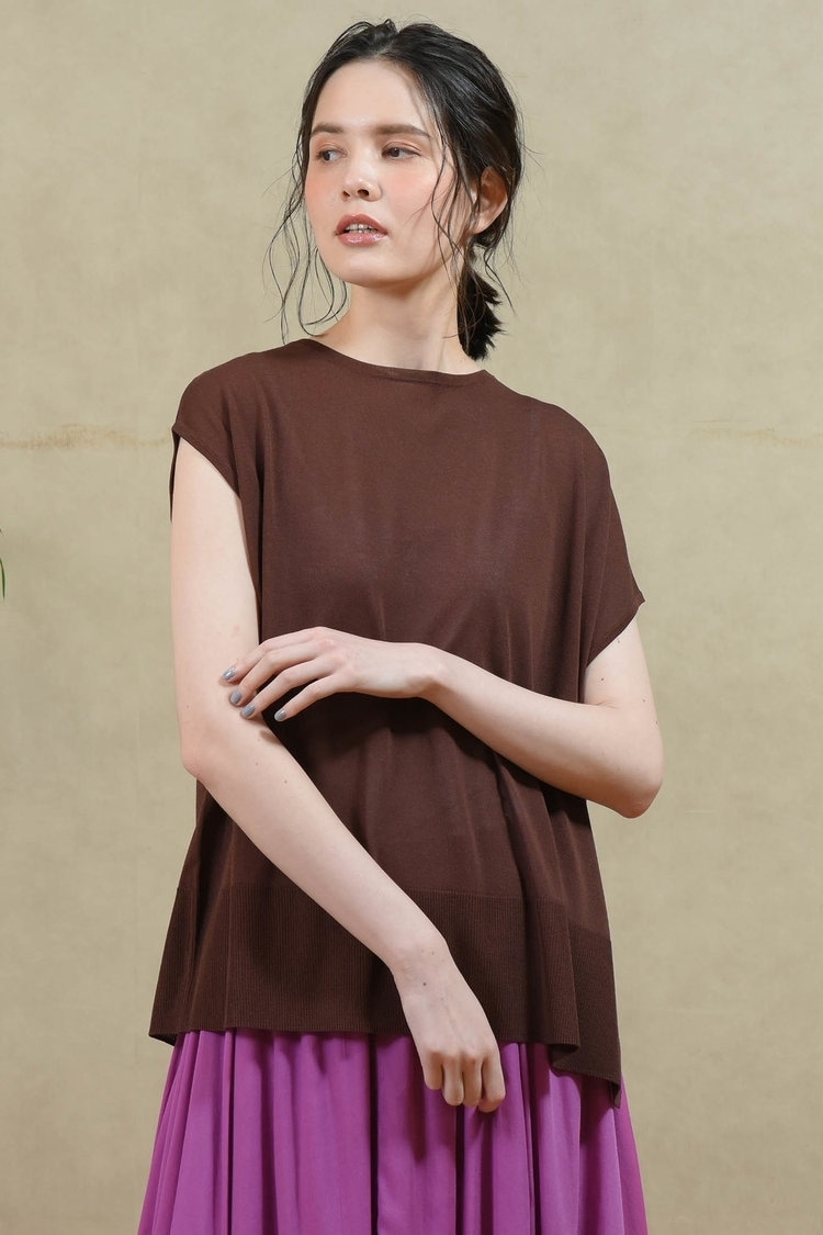 綿アセテートアシンメトリープルオーバー