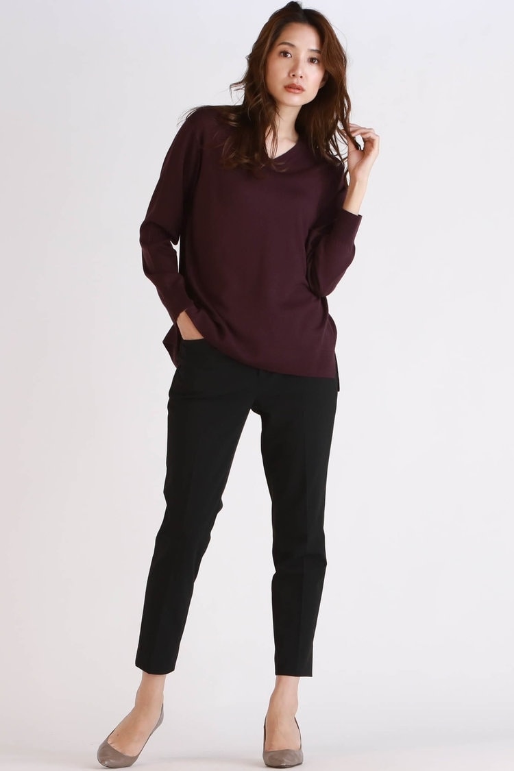 《ラエフ定番アイテム【極】シリーズ》ECOLUX Vネックニット