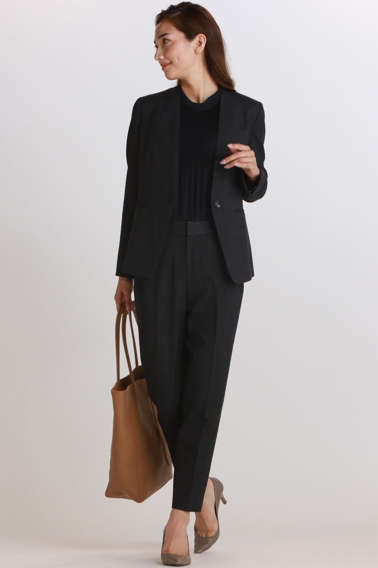 両面起毛のストレッチノーカラージャケット《セットアップ対応》