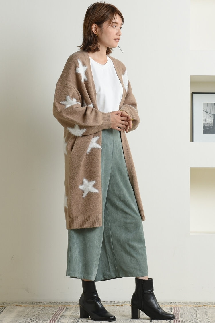 星柄インターシャカーディガン