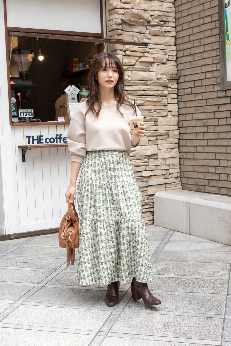 《手洗い可能》華やかツイードティアードスカート