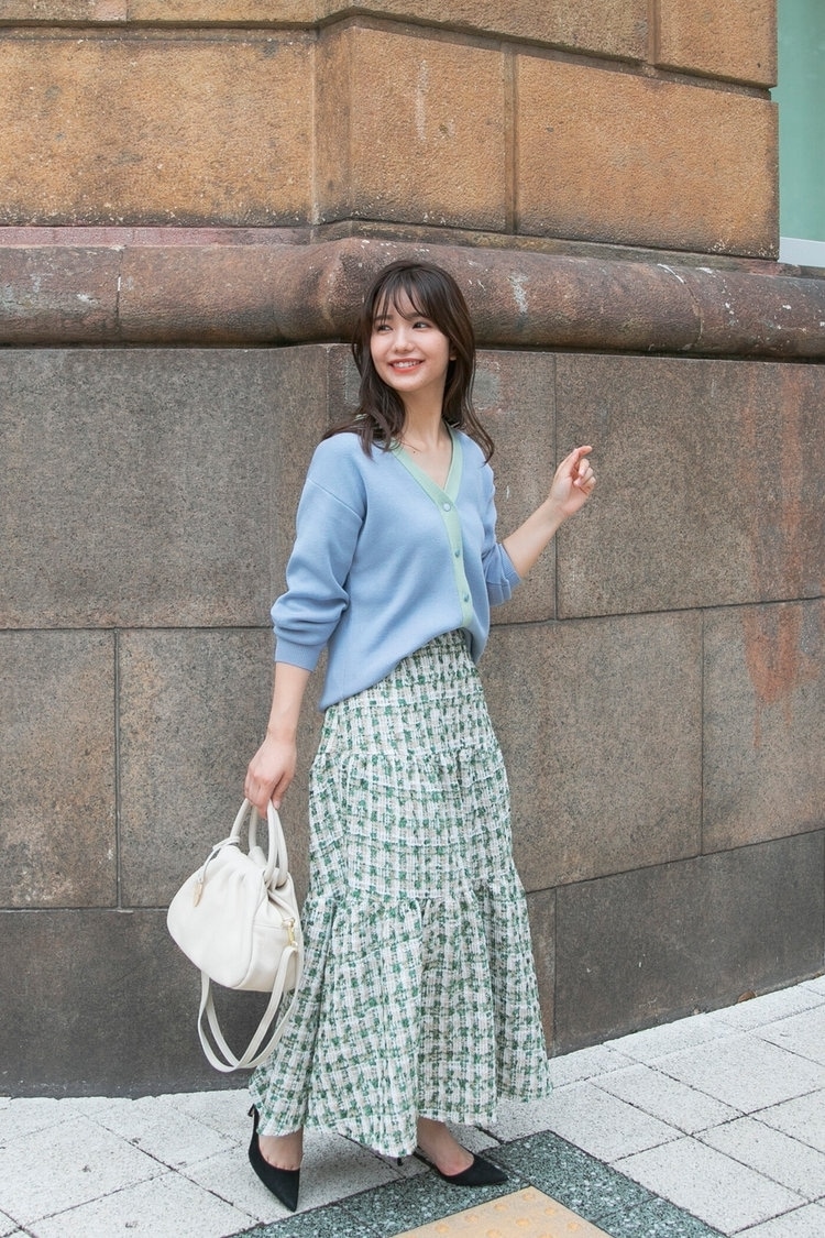 《手洗い可能》華やかツイードティアードスカート