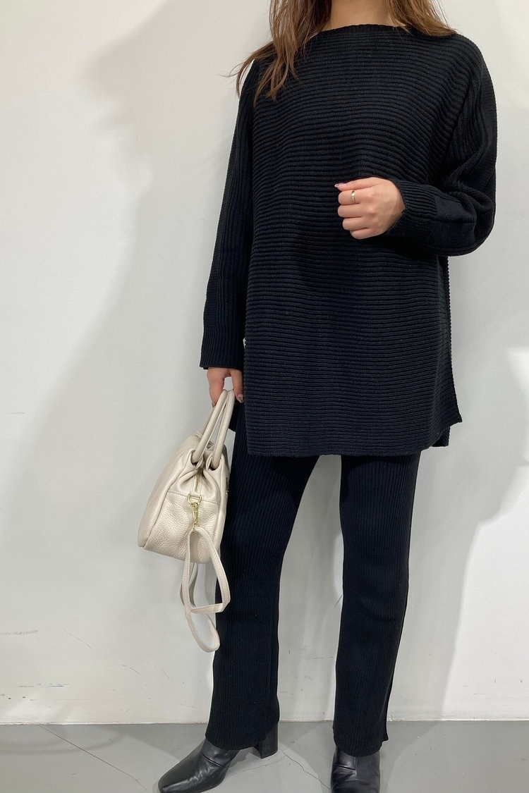 【2点セット】編地違いニット×パンツセットアップ