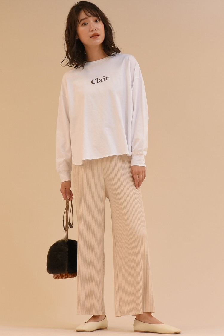 【socolla】フロッキーロゴプリントロングTシャツ