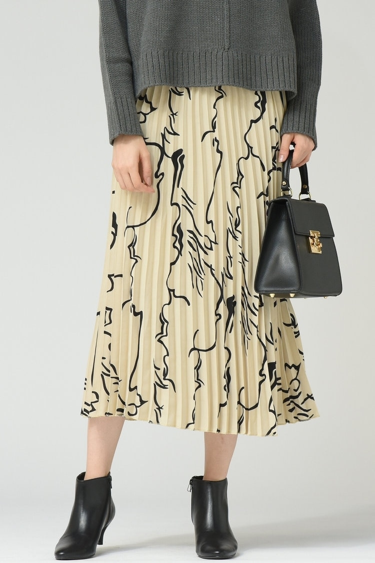 【WEB別注】【socolla】手書き風プリーツスカート