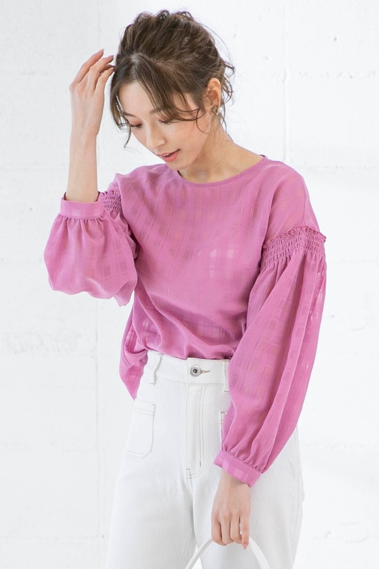 シアーチェックブラウス QUEENS COURT