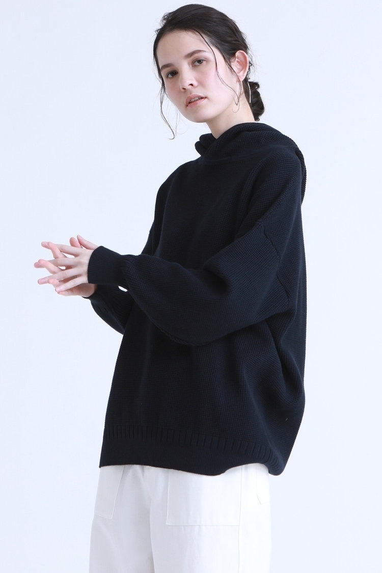 ワッフル柄ニットパーカー Pao de lo