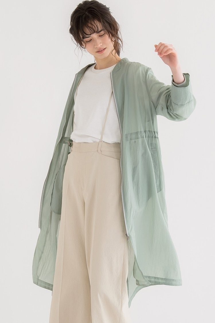 シアーバックラッフルロングブルゾン MAYSON GREY