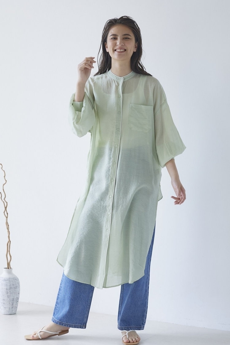 【WEB別注】シアーバンドカラーパイピングワンピース LIPSTART