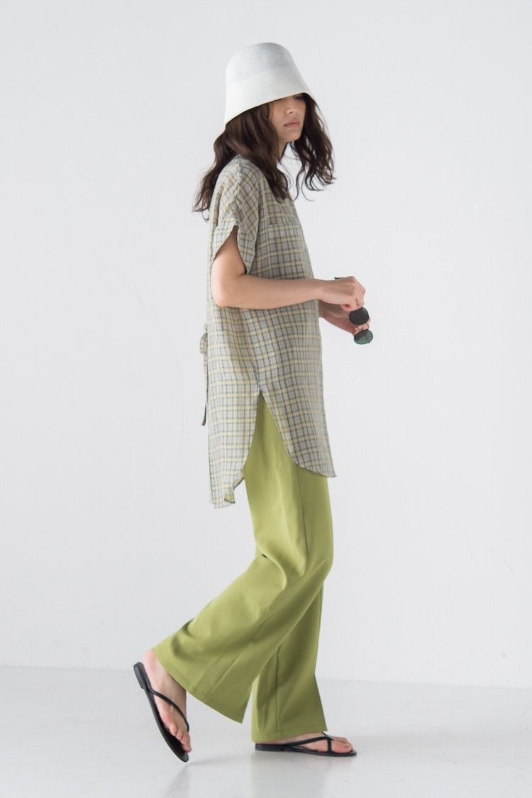 【socolla】BACKリボンチェックシャツチュニック MAYSON GREY