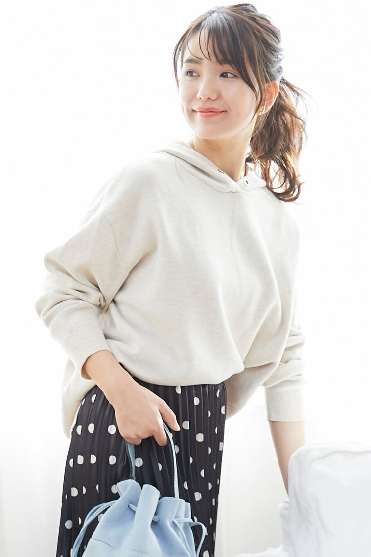 配色ニットパーカー