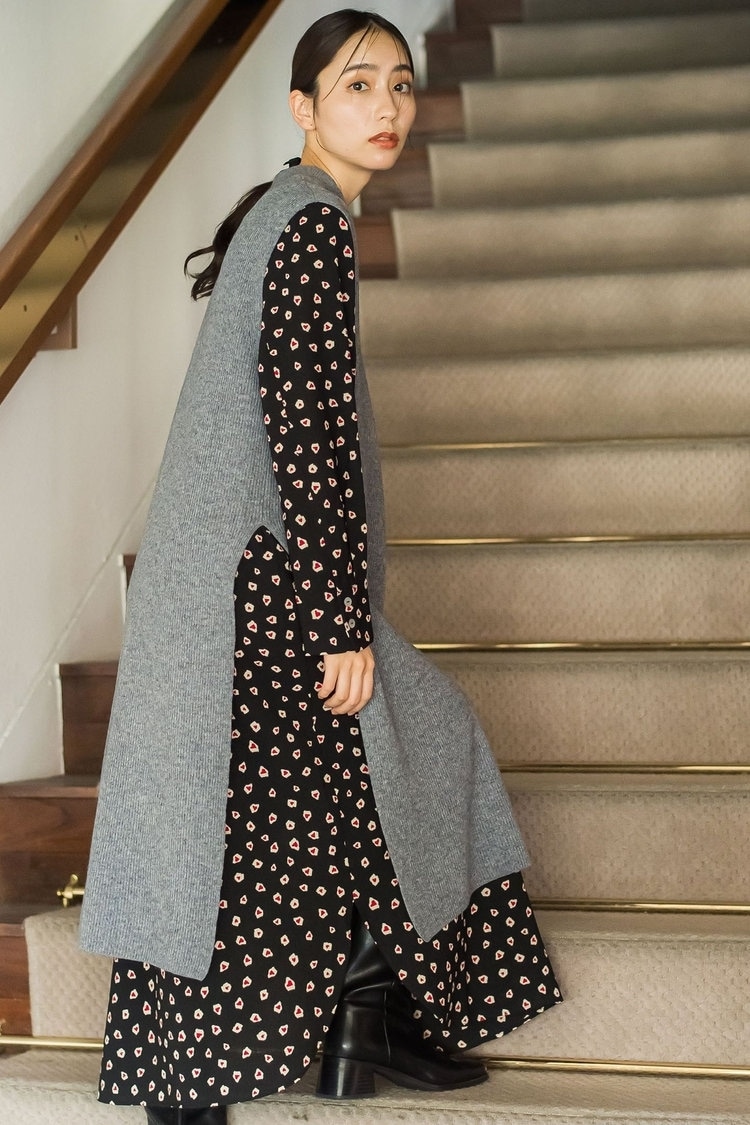 ロングワンピをレイヤードして Droite lautreamont